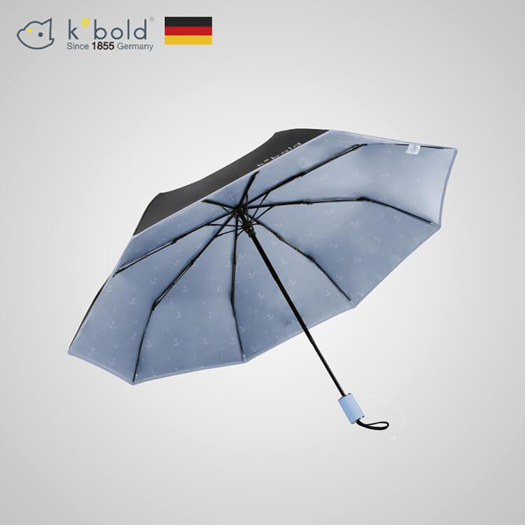 【德國kobold】抗UV旋轉芭蕾系列－超輕巧－隱藏傘珠－遮陽防曬三折傘－淺粉藍