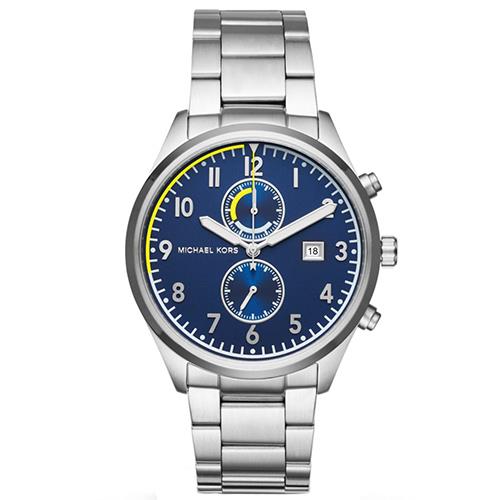 MICHAEL KORS 雙眼計時日期不銹鋼腕錶－銀/深藍（現貨+預購）