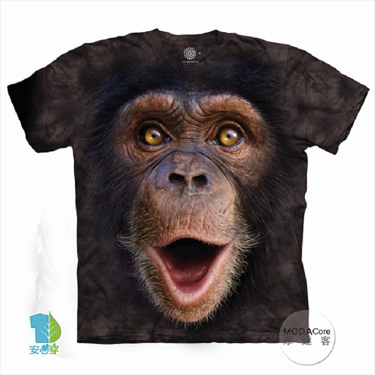 【摩達客】（預購）美國進口The Mountain 開心黑猩猩臉 純棉環保藝術中性短袖T恤