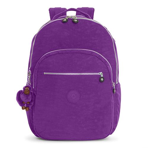 KIPLING 多收納尼龍拉鍊後背包－紫色（現貨＋預購）