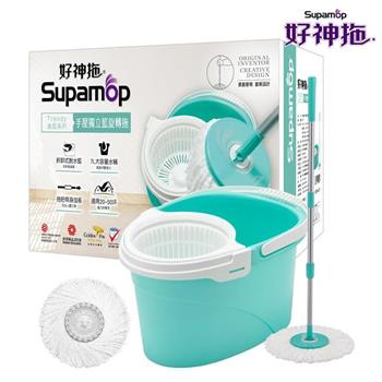 好神拖 美型獨立籃旋轉拖把組(1拖+1桶+2布)