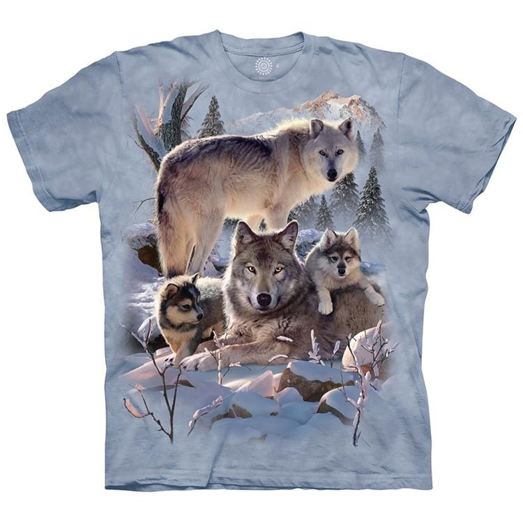 摩達客－（預購）美國進口The Mountain  雪狼家族 純棉環保藝術中性短袖T恤