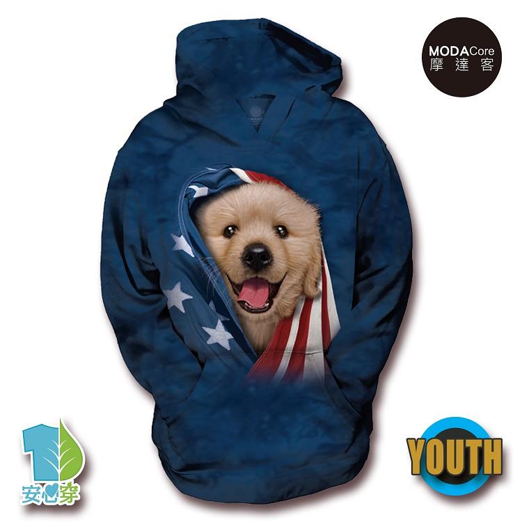 摩達客－（預購）美國The Mountain 愛國小黃金獵犬 少年兒童版 連帽T恤