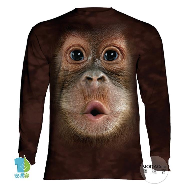 摩達客－（預購）美國進口The Mountain 可愛猩猩臉 純棉長袖T恤