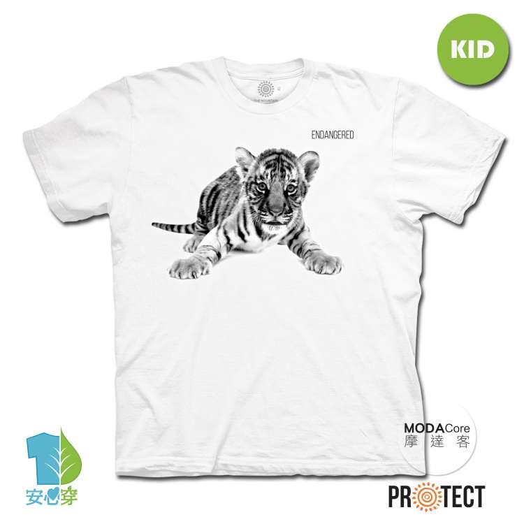 摩達客－（預購）美國The Mountain保育系列小老虎 兒童幼兒 白色純棉短袖T恤