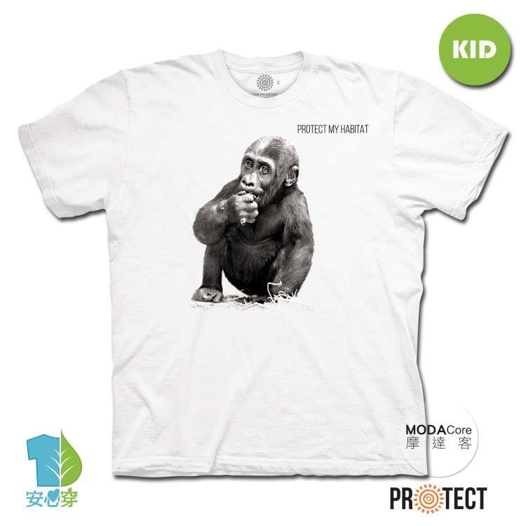 摩達客－（預購）美國The Mountain保育系列小猩猩 兒童幼兒 白色純棉短袖T恤