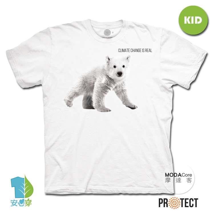 摩達客－（預購）美國The Mountain保育系列小北極熊 兒童幼兒 白色純棉短袖T恤