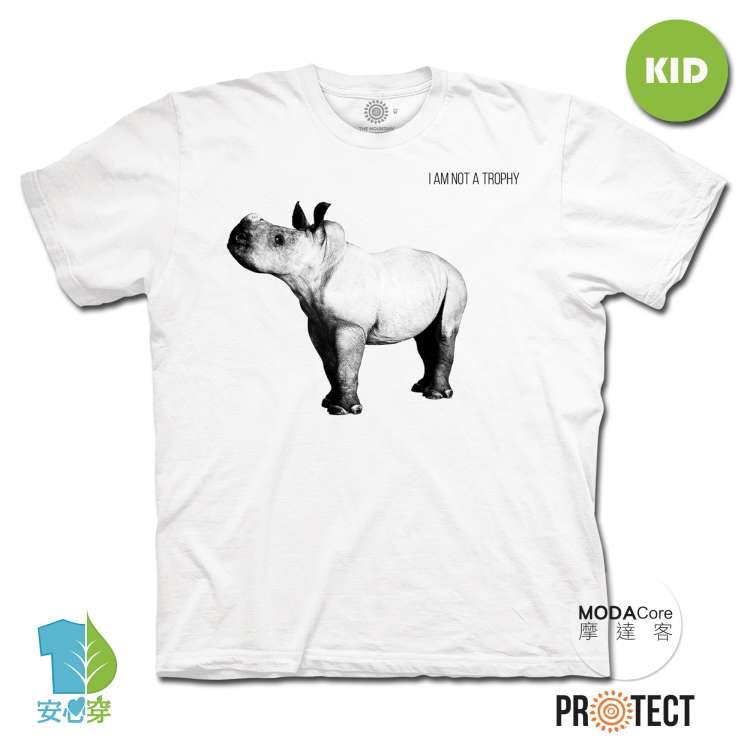 摩達客－（預購）美國The Mountain保育系列小犀牛 兒童幼兒 白色純棉短袖T恤