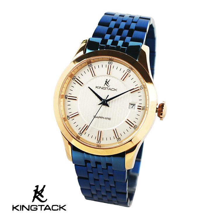 【KINGTAGK】典雅品味時尚簡約機械腕錶－藍