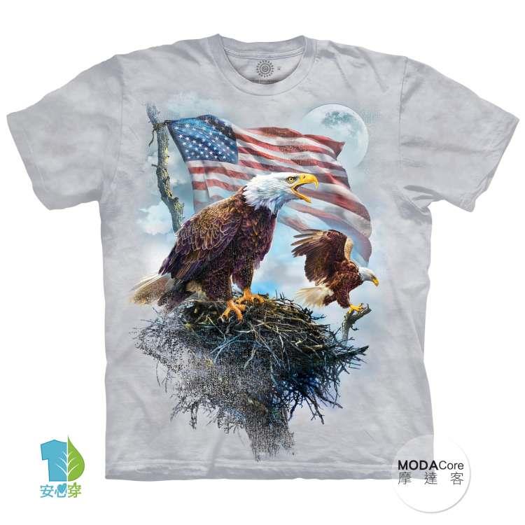 摩達客－（預購）美國進口The Mountain 美國鷹旗 純棉環保藝術中性短袖T恤