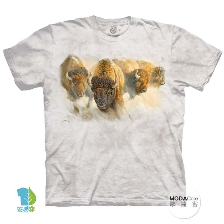 摩達客－（預購）美國進口The Mountain 野牛群 純棉環保藝術中性短袖T恤