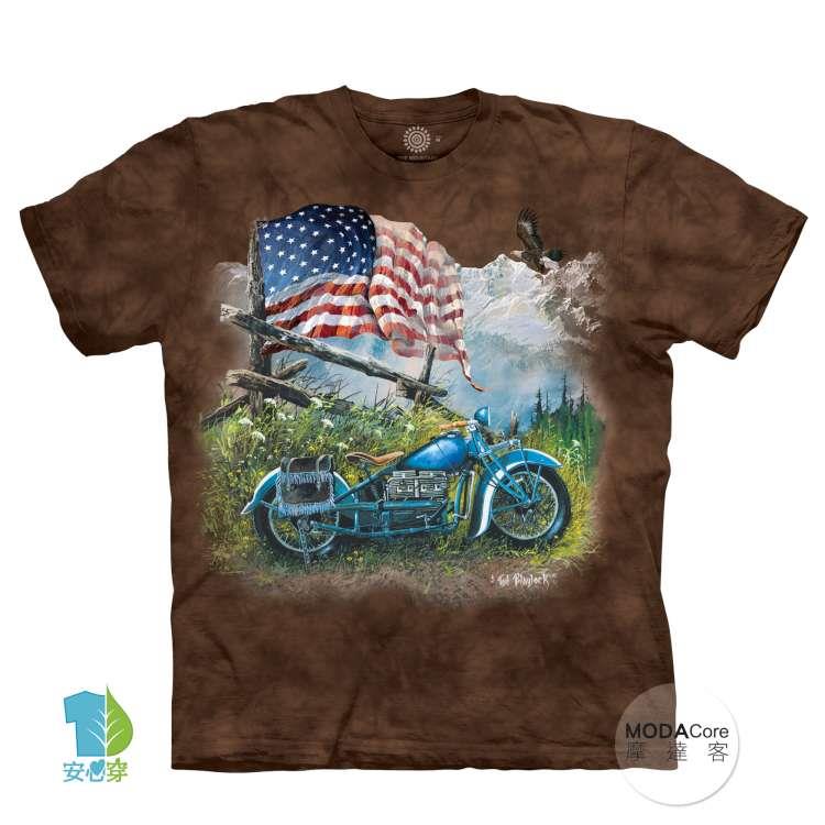 摩達客－（預購）美國進口The Mountain 美國重機鷹騎士 純棉環保藝術中性短袖T恤