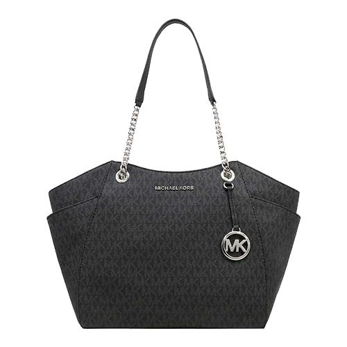 MICHAEL KORS 造型皮革拉鍊肩背包－黑（現貨+預購）