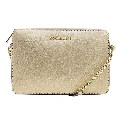 【MICHAEL KORS】質感皮革鍊帶斜背包－金色 （現貨+預購）