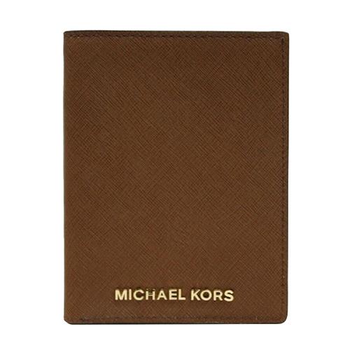 MICHAEL KORS 素面皮革護照夾－焦糖