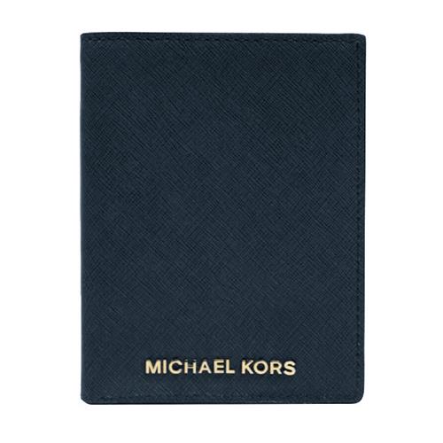MICHAEL KORS 素面皮革護照夾－深藍