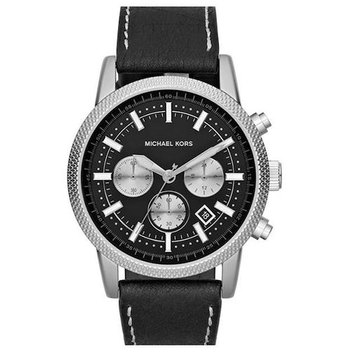 MICHAEL KORS  紳士時尚皮革錶帶腕錶－黑