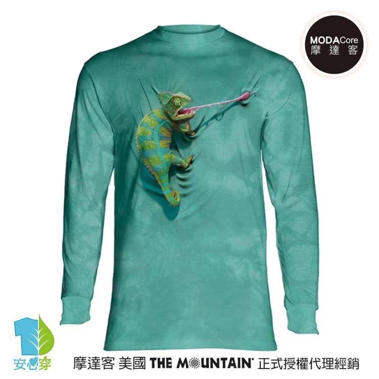 【摩達客】（預購）美國進口The Mountain 攀岩變色龍 純棉長袖T恤