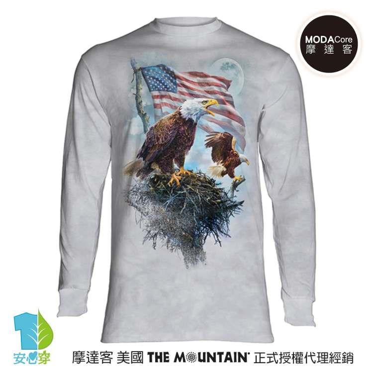 【摩達客】（預購）美國進口The Mountain 愛國鷹旗 純棉長袖T恤