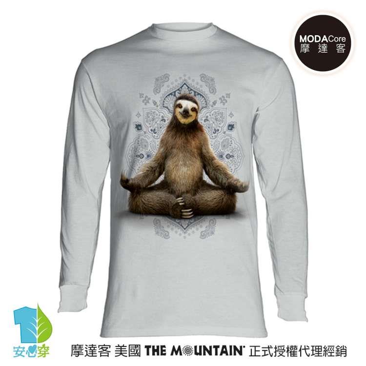 【摩達客】（預購）美國進口The Mountain打坐樹懶 純棉長袖T恤