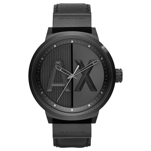 EMPORIO ARMANI 經典LOGO不鏽鋼腕錶－黑色
