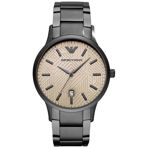 EMPORIO ARMANI 經典時尚不鏽鋼腕錶－鐵灰