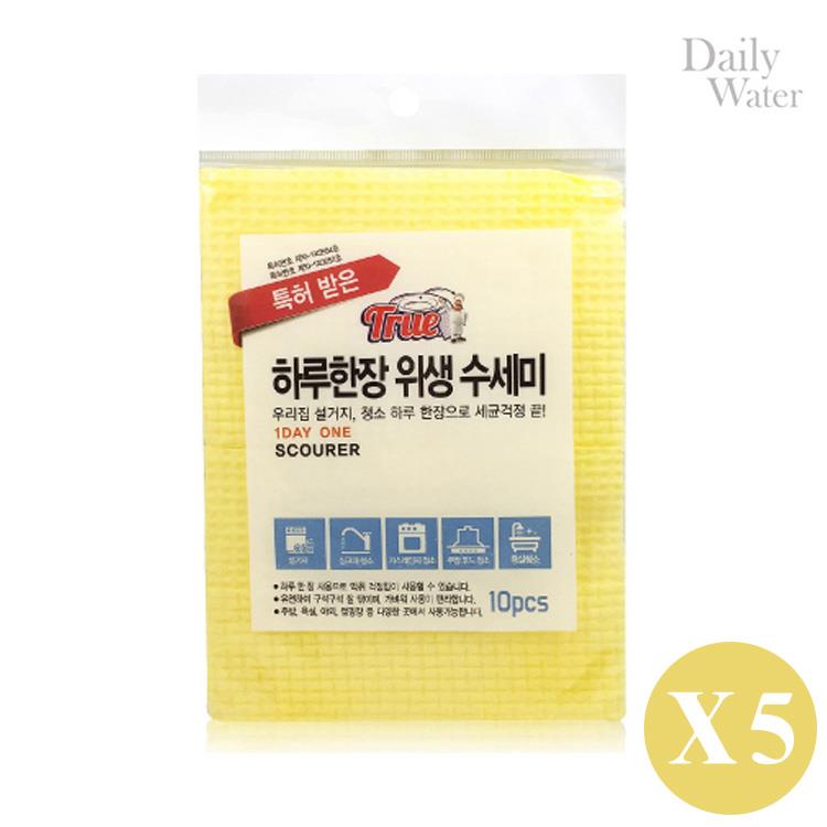 【olina】Daily Water韓國居家拋棄萬用型菜瓜布－黃－5包組