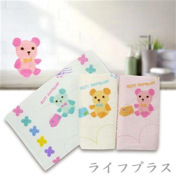 卡通印花童巾－泰迪熊/歡樂象－12條入【金石堂、博客來熱銷】