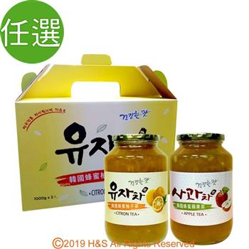 《柚和美》韓國蜂蜜茶任選禮盒(1kg/2入)【金石堂、博客來熱銷】
