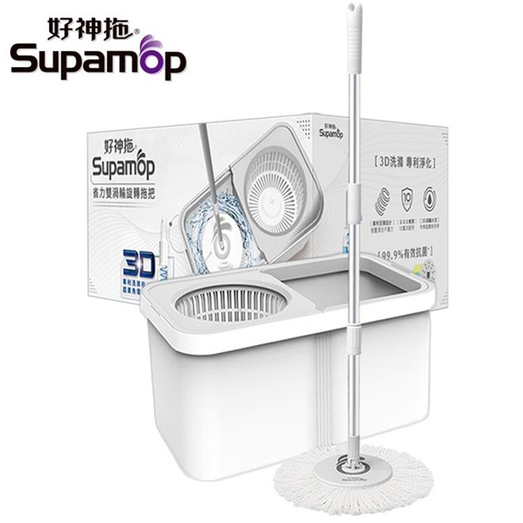 好神拖 省力雙渦輪拖把組 (共1拖1桶1布)