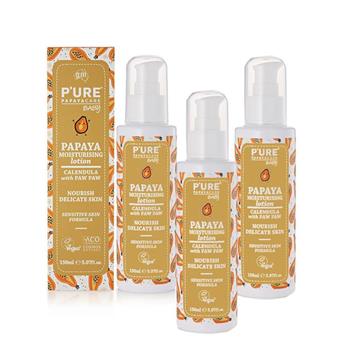 【澳洲 Pure Papayacare】木瓜嬰兒滋潤乳液含金盞花(3入組 150ml/瓶) 即期品-2025年11月到期