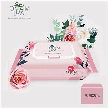【韓國OLDAM】 韓國媽媽安心推薦 寶寶濕紙巾 頂極 無味 有蓋 大包 70抽 9包