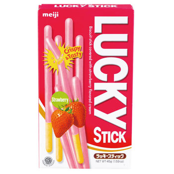 明治 Lucky草莓棒45g《日藥本舖》【金石堂、博客來熱銷】