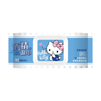Hello Kitty 酒精柔濕巾30抽《日藥本舖》【金石堂、博客來熱銷】