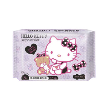 Hello Kitty 涼感甜睡衛生棉夜用特長34cm5片《日藥本舖》【金石堂、博客來熱銷】