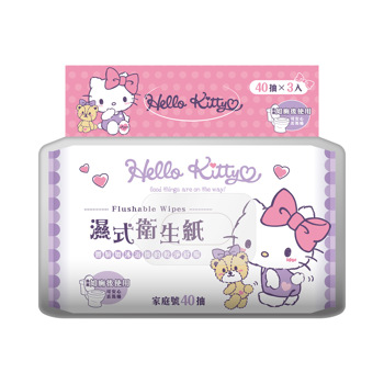 Hello Kitty 濕式衛生紙40抽 3包《日藥本舖》【金石堂、博客來熱銷】