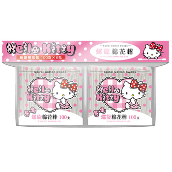 Hello Kitty 螺旋塑棉補充包100入x6《日藥本舖》【金石堂、博客來熱銷】