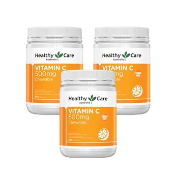 澳洲 Healthy care-即期品 維他命C咀嚼錠500mg-2024年四月到期(3瓶 500錠/瓶)