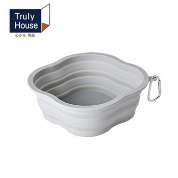 【Truly House】四葉草馬卡龍寵物折疊碗 1000cc 矽膠摺疊碗 多功能寵物折疊碗 矽膠碗 摺疊碗 餵食碗 附掛扣 外出矽膠碗(兩色任選)