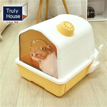 【Truly House】全封閉式貓砂盆 特大款 贈貓鏟 貓籠(兩色任選)
