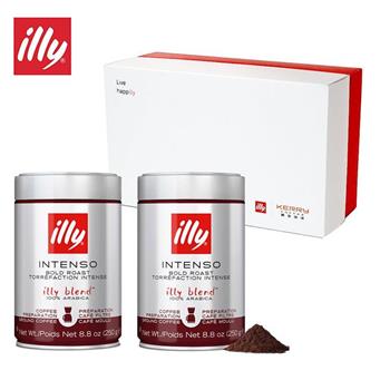 【illy】意利尊榮咖啡禮盒(深焙咖啡粉250g二罐組)