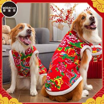 摩達客寵物_新年喜洋洋大花棉襖背心大狗服飾(變身系列中大型犬適用)多尺寸可選