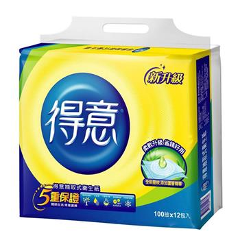 得意 連續抽取式花紋衛生紙(100抽*84包)