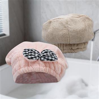 卡哇伊雪絨吸水護髮帽-2入