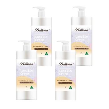 【澳洲Bellona】綿羊霜滋潤身體乳液含葡萄籽油及維他命E(1L/瓶-4入組)