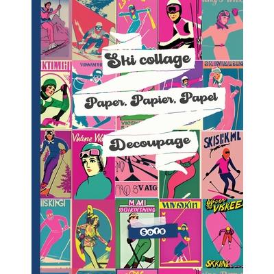 Vintage Ski Art Collage Decoupage paper