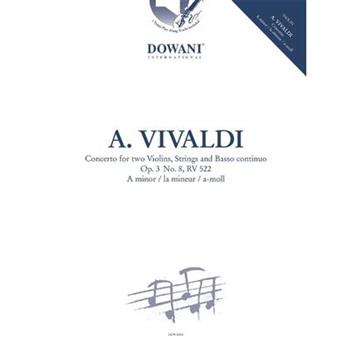 Vivladi: Concerto in a Minor Op. 3 No. 8 Rv522 for 2 Violins Strings Basso Continuo Book and Audio Online