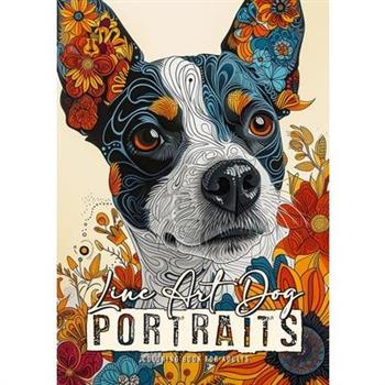Line Art Dog Portraits Coloring Book for Adults