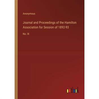 Journal and Proceedings of the Hamilton Association for Session of 1892-93