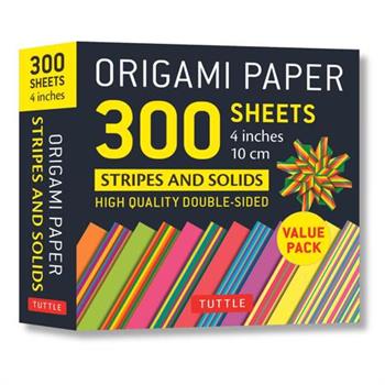 Origami Paper 300 Sheets Stripes and Solids 4" (10 CM)